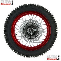 Rueda trasera 12'' ROJO completa Pit bike AGB27 (tacos 12mm)