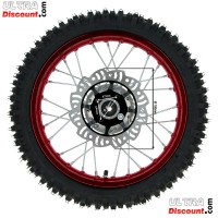 Rueda DEL. 14'' ROJO completa Pit bike AGB27 (tacos de 10mm)