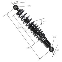 Amortiguador trasero NEGRO quad Shineray 200cc (Negro, 330mm)