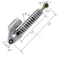 Amortiguador delantero a gas quad Shineray 200cc (320mm, Negro-gris)