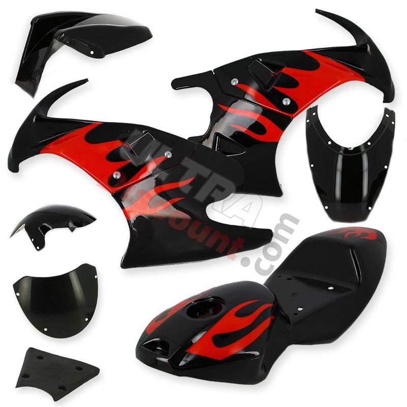 Carenado minimotos 47-49cc (Negro-Rojo), Recambios minimotos