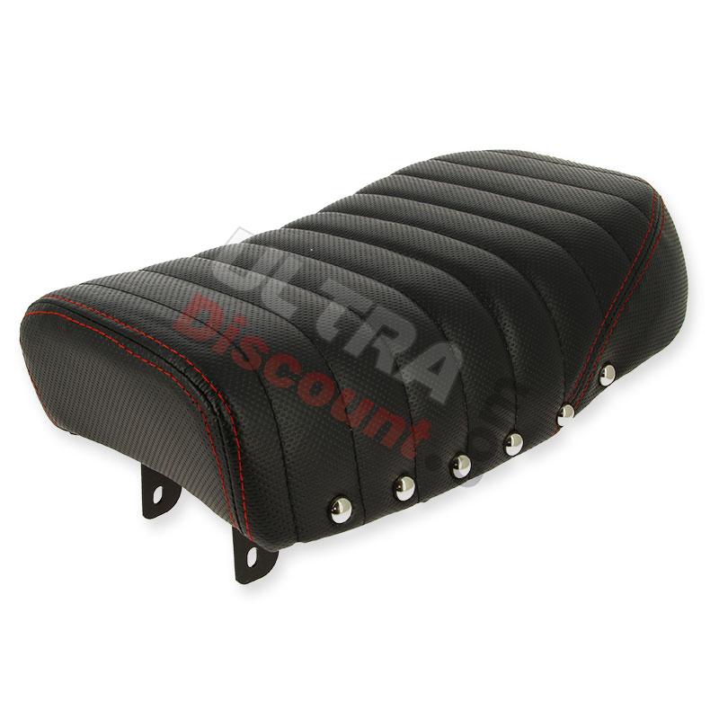 Sillín en cuero Negro Rojo para Monkey 50cc a 125cc (tipo 4), Piezas para Monkey - Gorilla