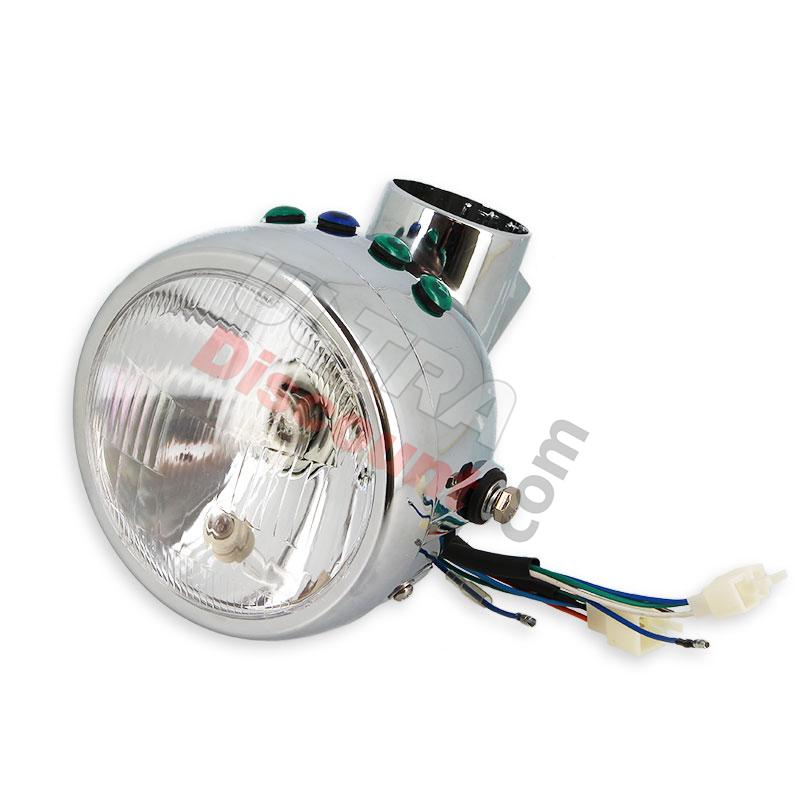Faro delantero completo cromado para Skymini Skybongo, Piezas para Monkey - Gorilla Faro delantero completo cromado para Skymini Skybongo, Piezas para Monkey - Gorilla