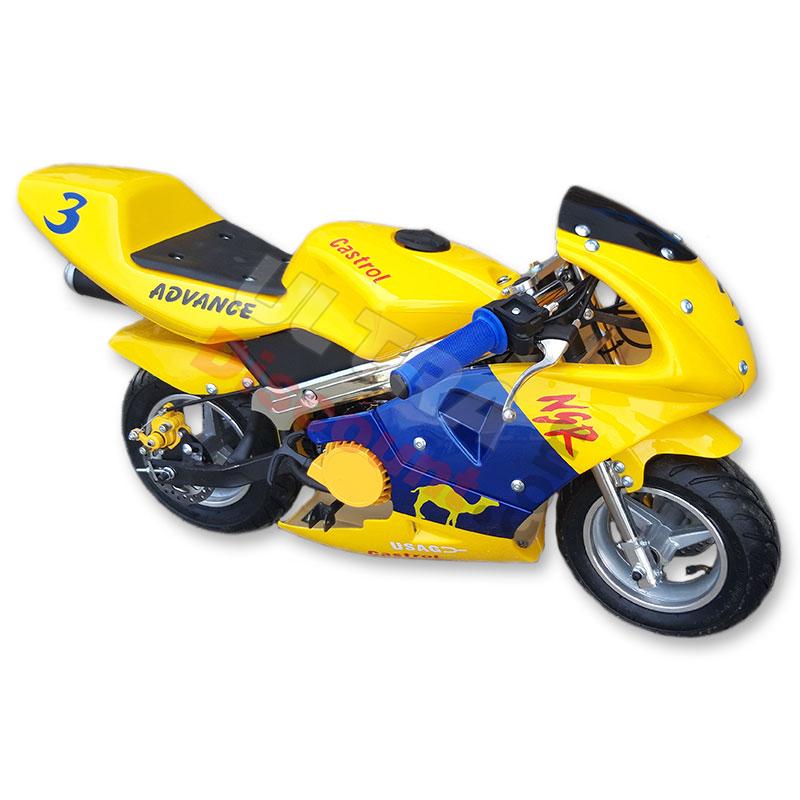 Minimoto 49cc Alta calidad amarillo y azul, Recambios minimotos