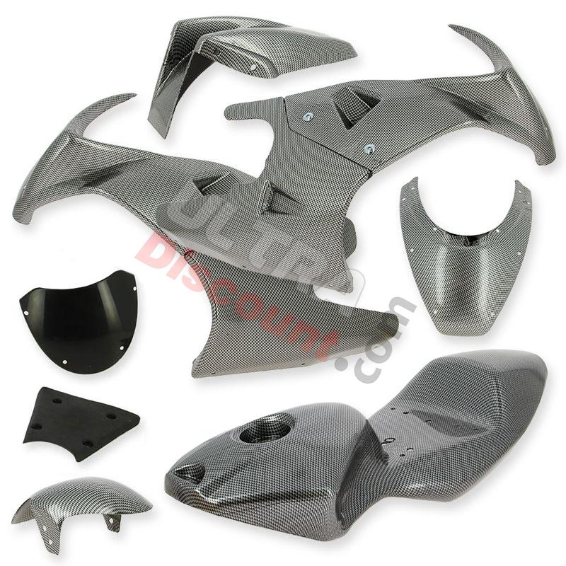 Carenado CARBONO edición especial para minis 47-49cc (metal), Recambios minimotos