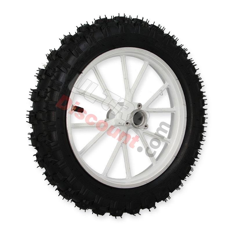 Rueda trasera completa blanco para mini cross (10'', tipo 2), Piezas minimoto cross