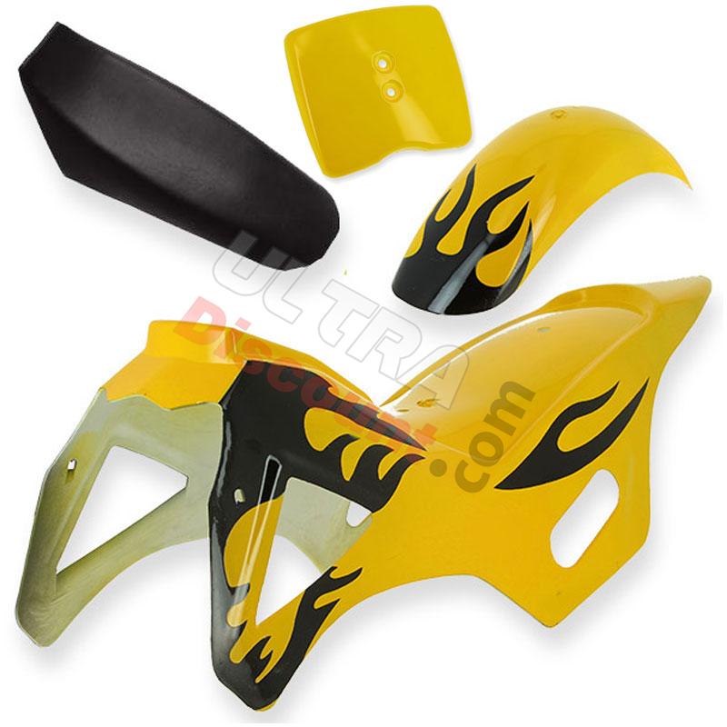 Carenado mini cross AMARILLO- NEGRO (tipo 1), Piezas minimoto cross