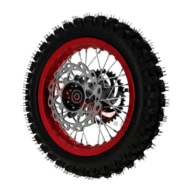 Rueda trasera 12'' ROJO completa para Pit bike AGB29, Recambios para Pit Bike