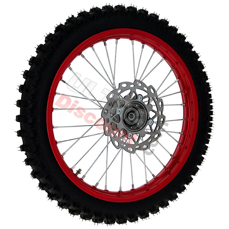 Rueda delantera 17'' ROJO completa para Pit bike AGB30, Recambios para Pit Bike