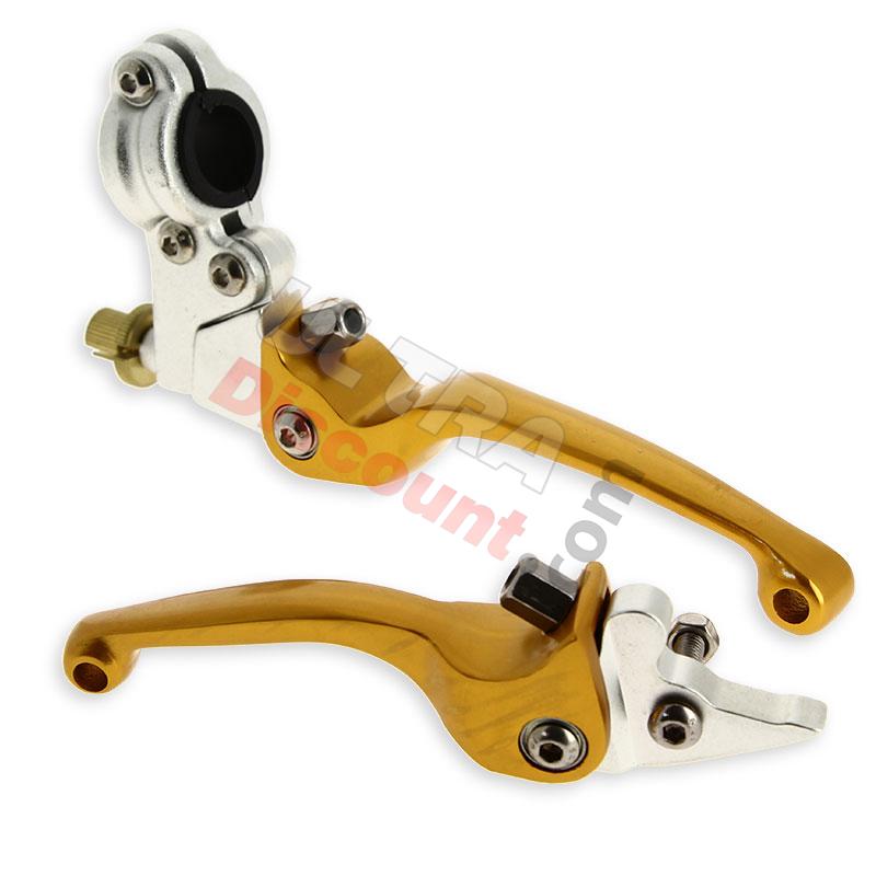 Par de manetas Pit Bike en aluminio UD Racing (ORO), Recambios para Pit Bike Par de manetas Pit Bike en aluminio UD Racing (ORO), Recambios para Pit Bike