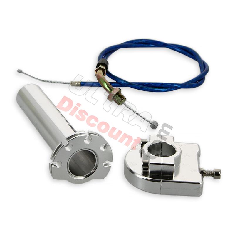 Puño acelerador rápido de calidad ALU + cable Azul, Recambios para Pit Bike