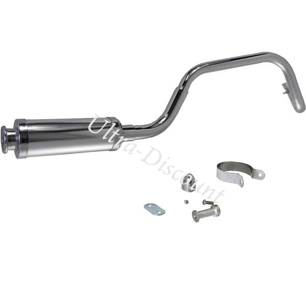 Tubo de escape UD Racing Cromado para Pit Bikes tipo 2, Recambios para Pit Bike