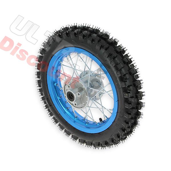 Rueda trasera 12'' Azul claro completa Pit bike AGB27 (tacos 12mm), Recambios para Pit Bike