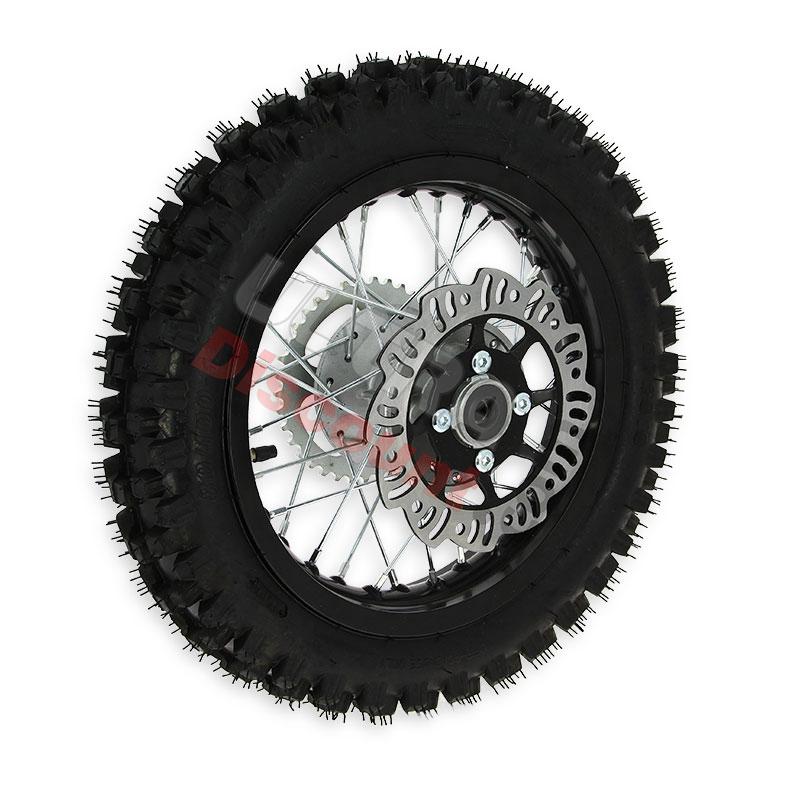 Rueda trasera 12'' NEGRO para Pit bike AGB27 tacos 12mm, Recambios para Pit Bike
