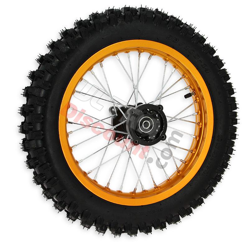 Rueda trasera Pit bike AGB30 14'' completa ORO, Recambios para Pit Bike
