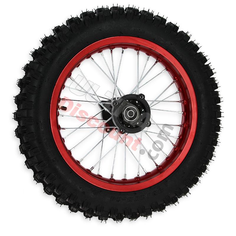 Rueda trasera 14'' ROJO completa Pit bike AGB30, Recambios para Pit Bike