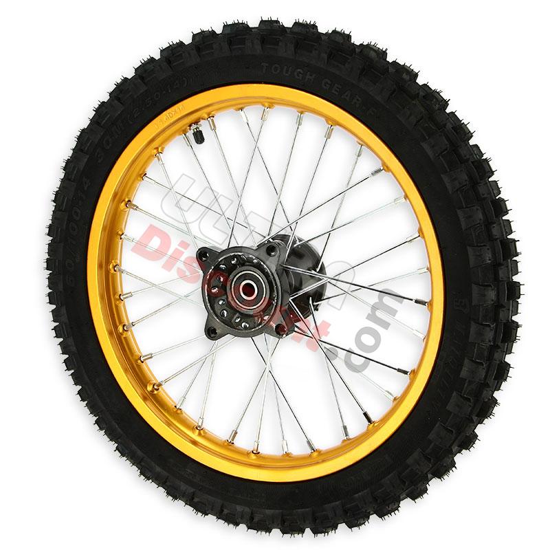 Rueda DEL. 14'' ORO para Pit bike AGB29, Recambios para Pit Bike