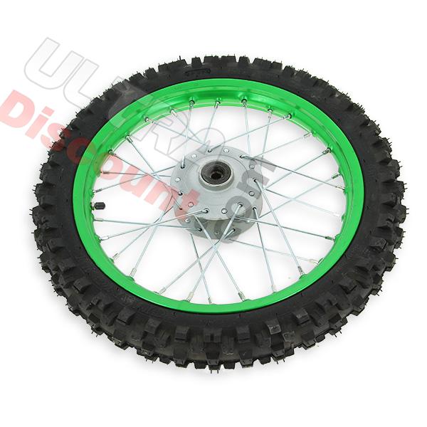 Rueda DEL. 14'' VERDE para Pit bike AGB27 (tacos de 10mm), Recambios para Pit Bike