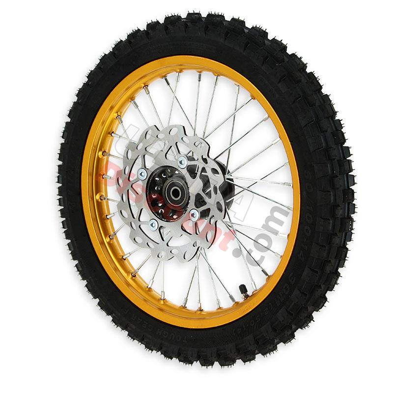 Rueda DEL. 14'' ORO completa para Pit bike AGB29, Recambios para Pit Bike