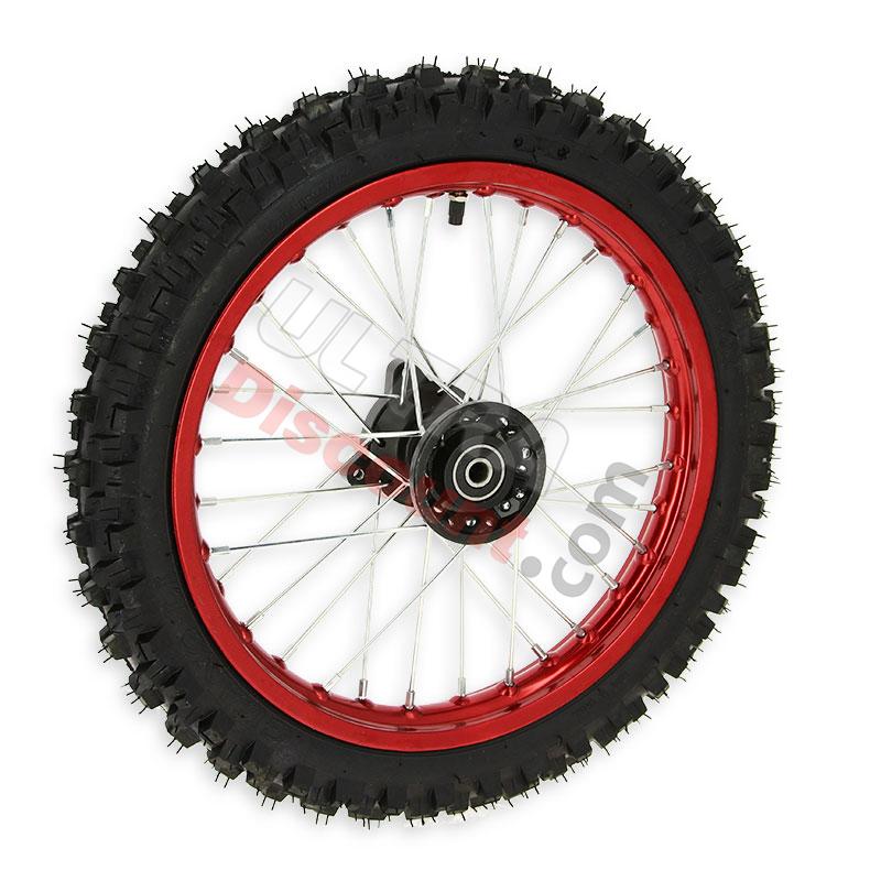 Rueda DEL. 14'' ROJO completa Pit bike AGB29, Recambios para Pit Bike