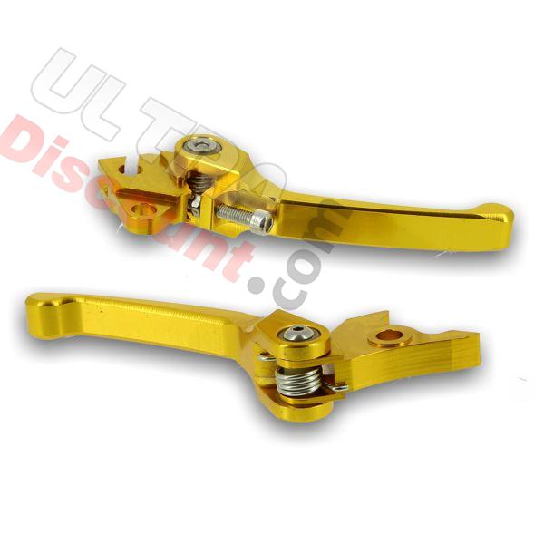 Par de manetas Pit Bike en aluminio - Dorado, Recambios para Pit Bike Par de manetas Pit Bike en aluminio - Dorado, Recambios para Pit Bike