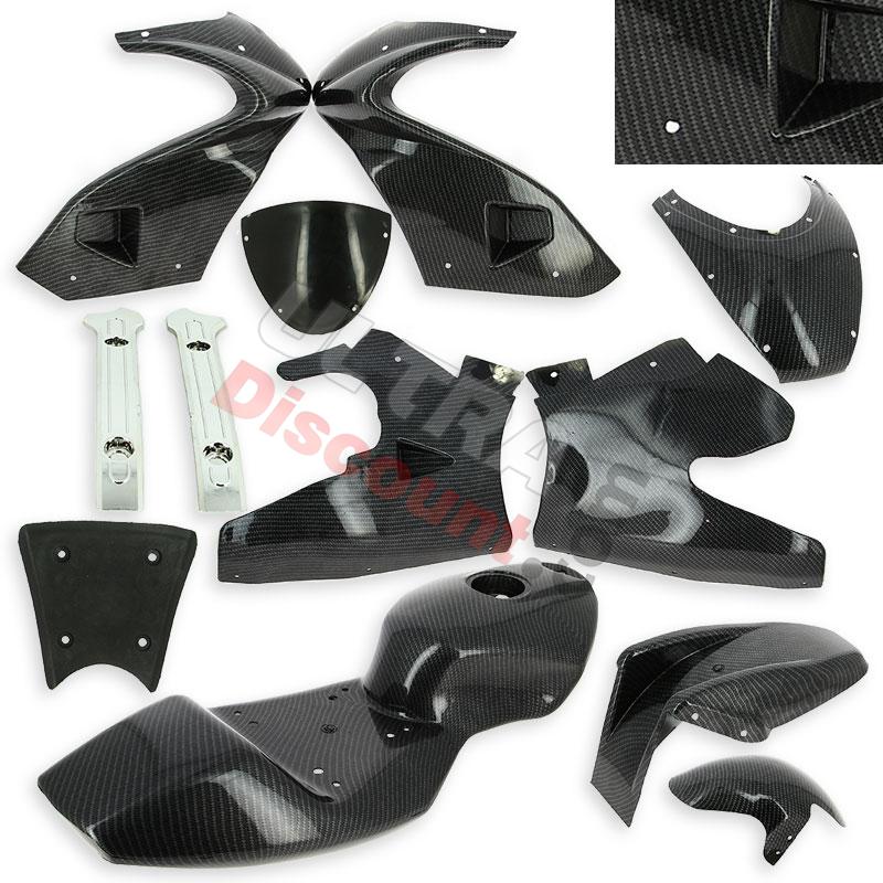 Carenado CARBONO edición especial para minis 47-49cc (Negro), Recambios minimotos