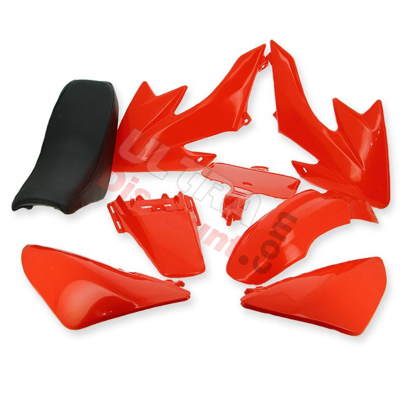 Carenado Rojo adaptable en Pit Bikes CRZ + sillín, Recambios para Pit Bike