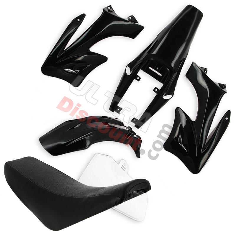 Carenado completo + sillín NEGRO de Pit Bike tipo AGB27, Recambios para Pit Bike