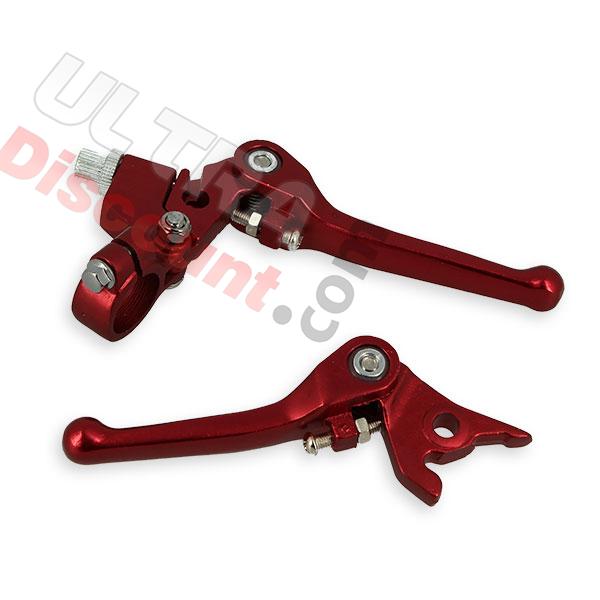 Par de manetas Pit Bike en aluminio (ROJO), Recambios para Pit Bike Par de manetas Pit Bike en aluminio (ROJO), Recambios para Pit Bike