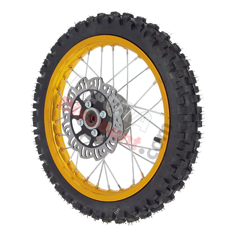 Rueda DEL. 14'' ORO para Pit bike AGB27 (tacos de 10mm), Recambios para Pit Bike