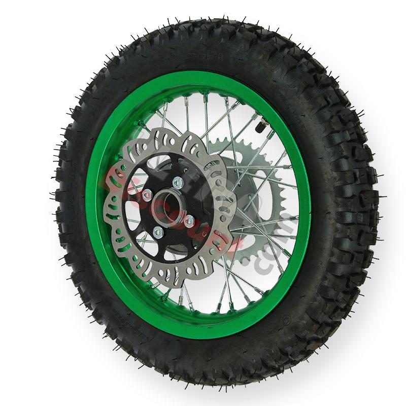 Rueda trasera 12'' Verde para Pit bike AGB27, Recambios para Pit Bike