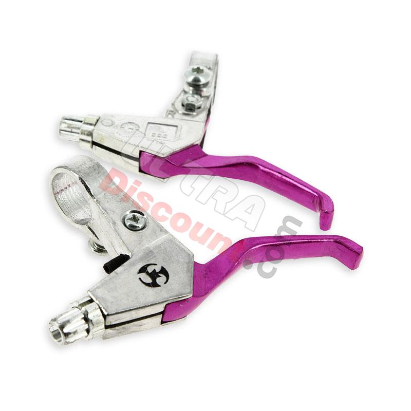 Par de manetas de freno en aluminio (violeta), Recambios minimotos