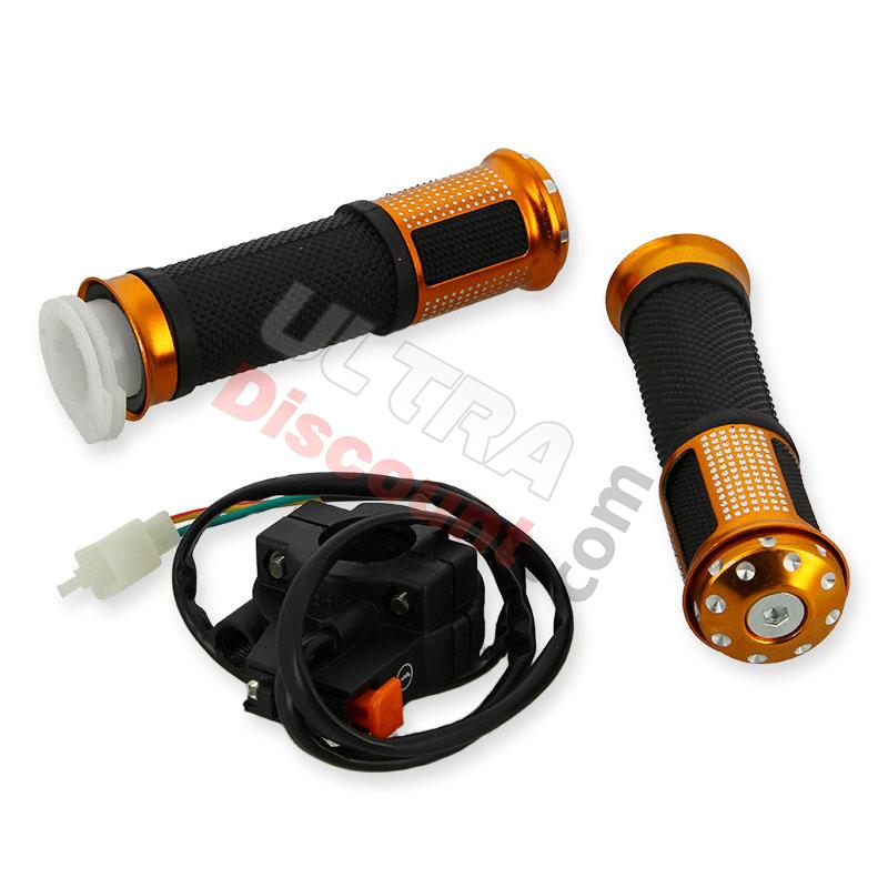 Manijas tuning + botón stop integrado oro  para Pit Bike, Recambios para Pit Bike