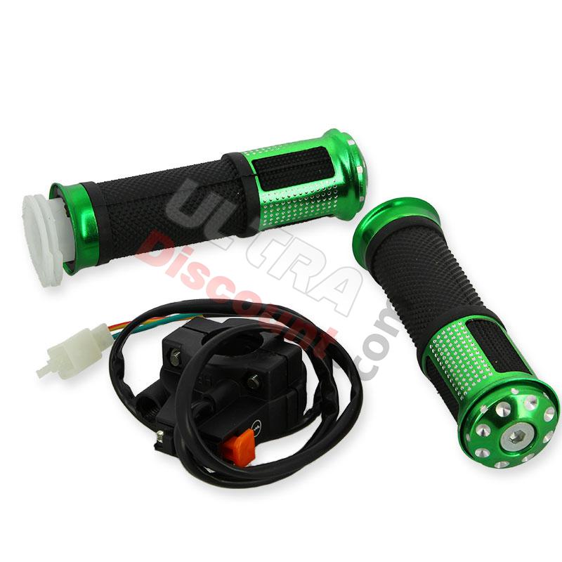 Manijas tuning + botón stop integrado verde para minimoto, Recambios minimotos