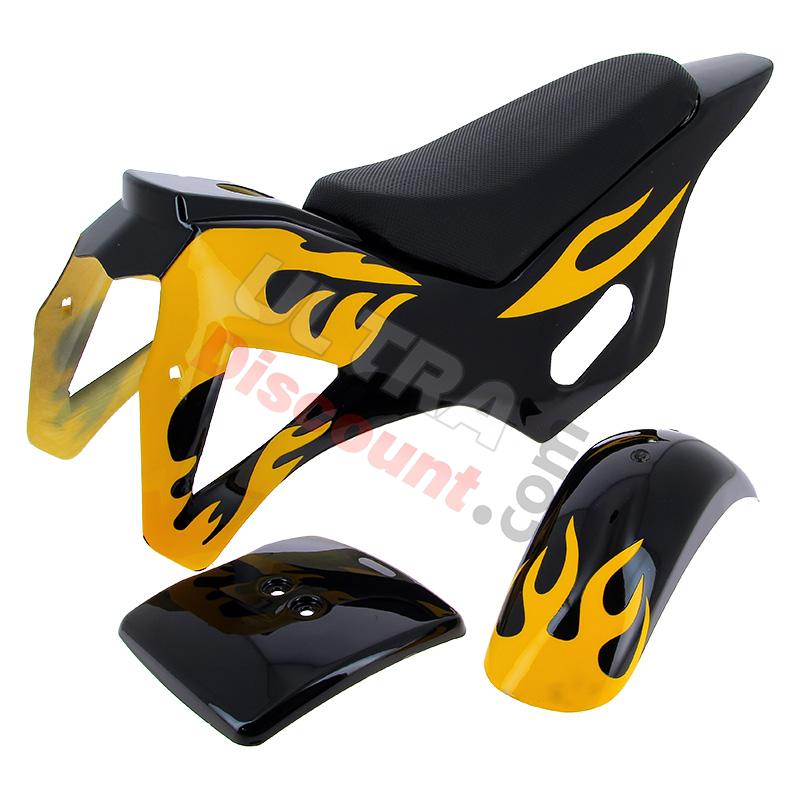 Carenado mini cross NEGRO -AMARILLO (tipo 1), Piezas minimoto cross
