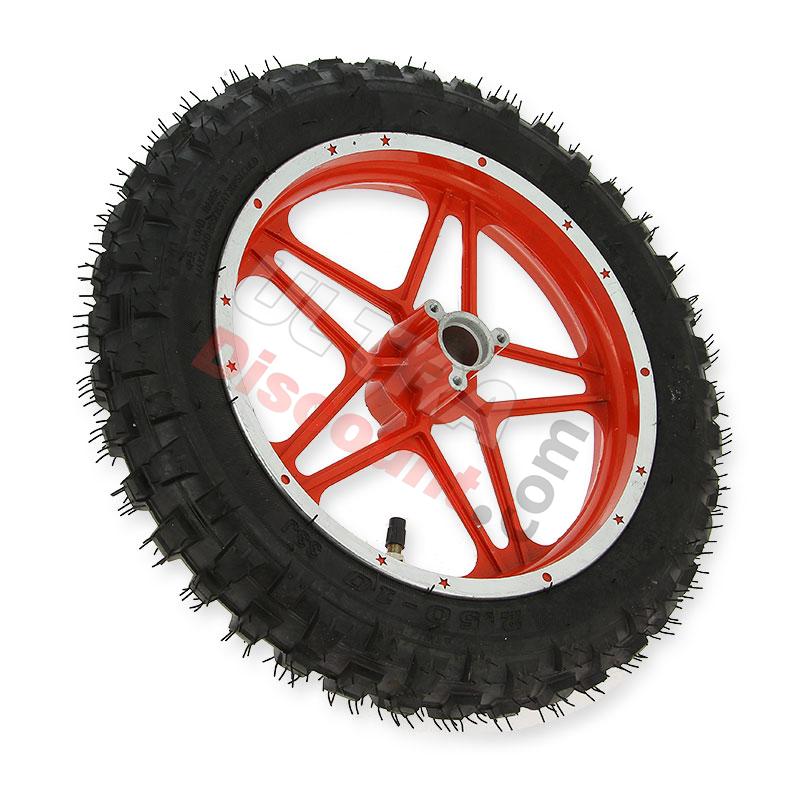 Rueda trasera completa rojo para mini cross (10'', tipo 1 ), Recambios Pit Nitro