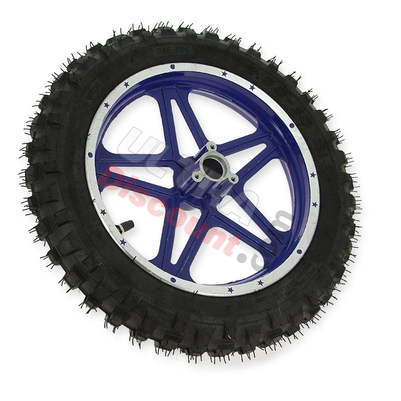 Rueda trasera completa azul para mini cross (10'', tipo 1 ), Piezas minimoto cross