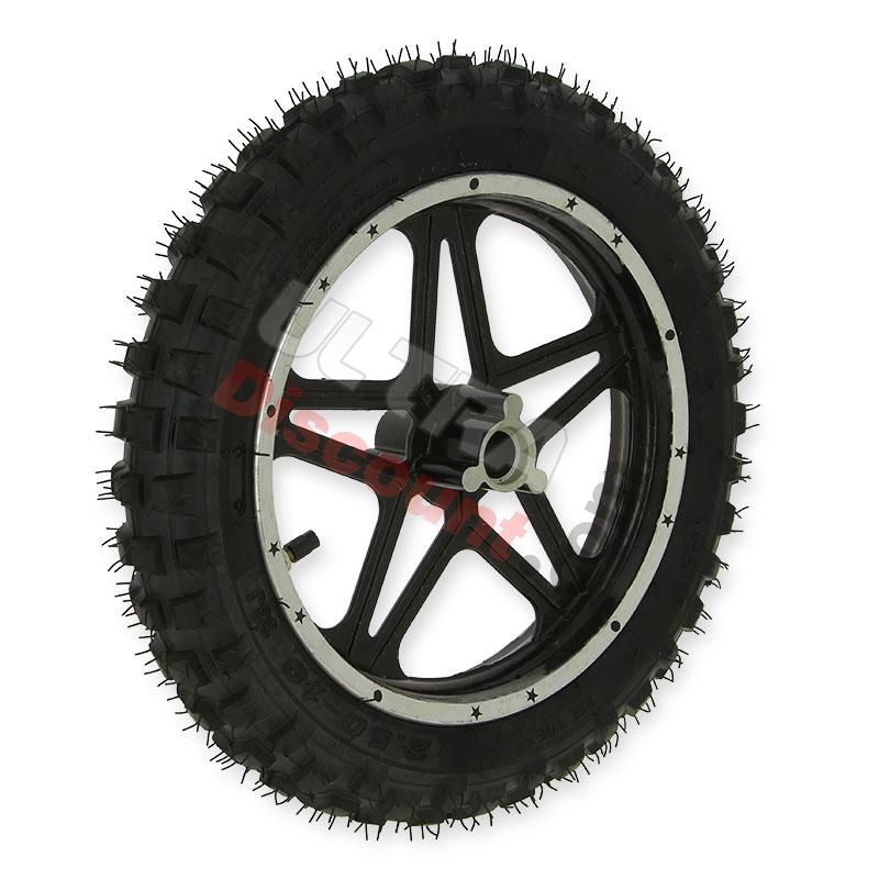 Rueda delantera completa negra para mini cross (10'', tipo 1 ), Piezas minimoto cross