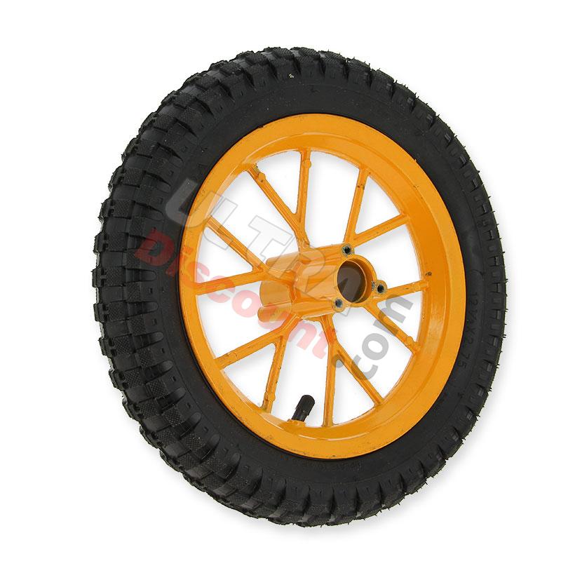 Rueda delantera completa para mini cross (8'' amarillo), Piezas minimoto cross Rueda delantera completa para mini cross (8'' amarillo), Piezas minimoto cross