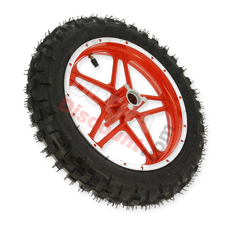 Rueda delantera completa rojo para mini cross (10'', tipo 1 ), Piezas minimoto cross