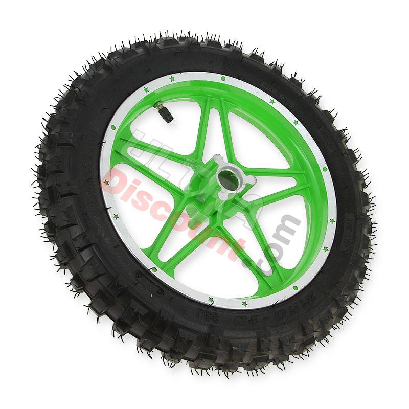 Rueda delantera completa verde para mini cross (10'', tipo 1 ), Piezas minimoto cross