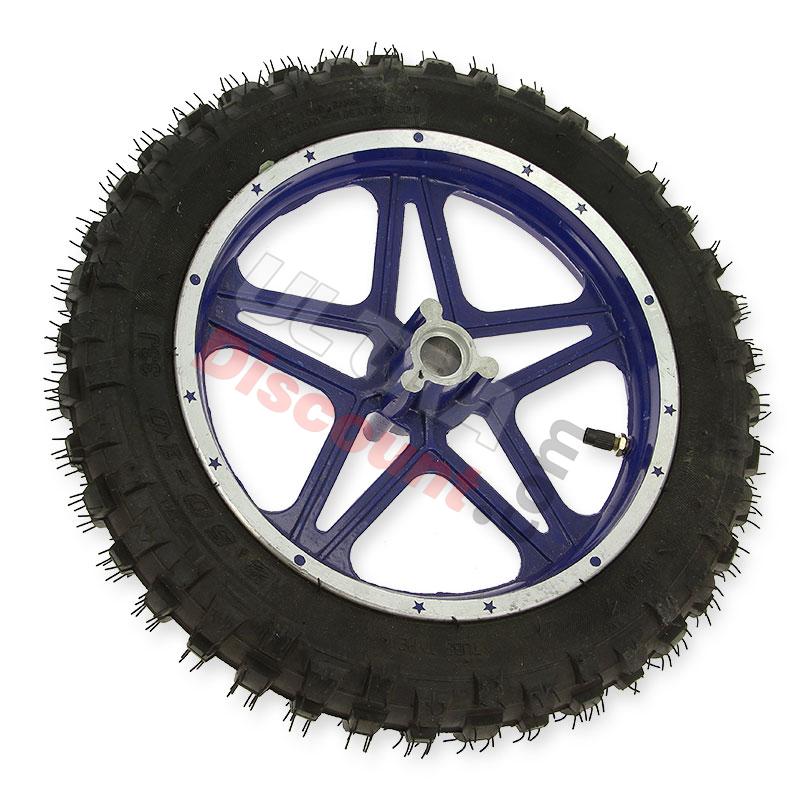 Rueda delantera completa azul para mini cross (10'', tipo 1 ), Piezas minimoto cross