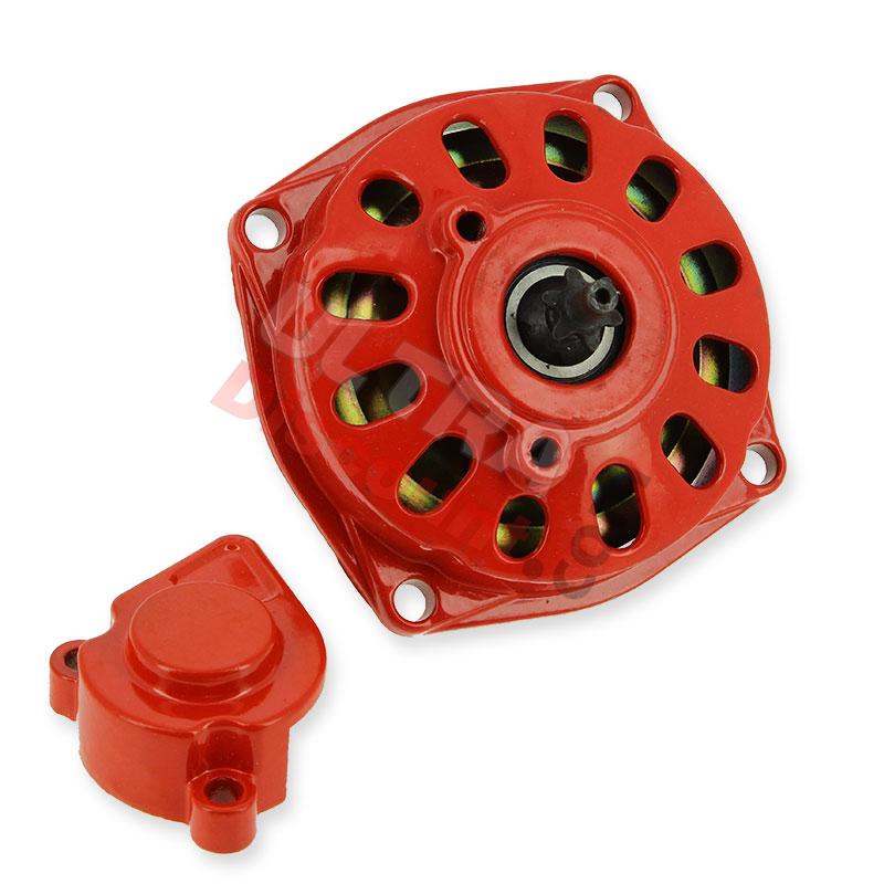 Campana de embrague + tapa + piñón de 6 dientes paso pequeño (Rojo), Recambios minimotos