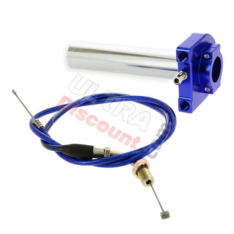 Puño de acelerador rápido de calidad AZUL + cable, Recambio Pocket réplica R1
