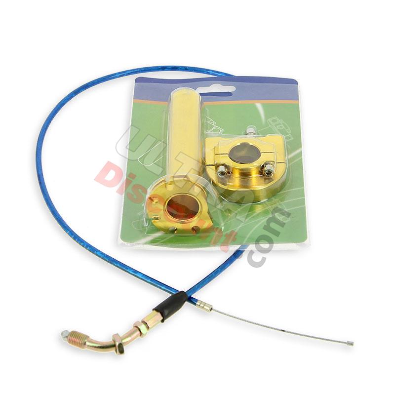 Puño acelerador rápido de calidad ORO + cable Azul, Piezas minimoto Supermoto