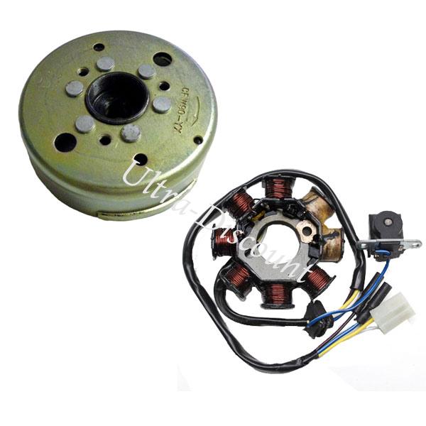 Estator + volante magnético para Scooter China 50cc, 4 tiempos, Piezas de scooter chino