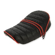 Sillín en cuero Negro Rojo para Monkey 50cc a 125cc (tipo 3)