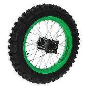 Rueda trasera Pit bike AGB30 14'' completa VERDE