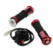 Manijas tuning + botón stop integrado Rojo para minimoto Replica R1