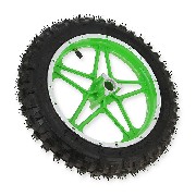 Rueda delantera completa verde para mini cross (10'', tipo 1 )